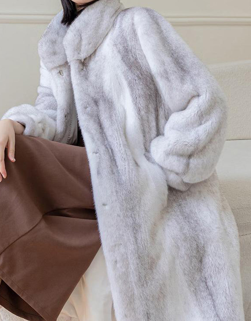 Manteau long d'hiver en fourrure de peluche chaude et ample à col roulé pour femme