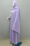 Caftan Abaya perlé à manches longues gris violet avec écharpe