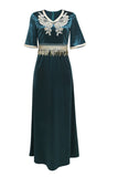 Robe de soirée Abaya Kaftan d'été bleu paon