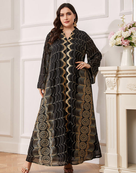 Robe Abaya Noire Brodée Grande Taille