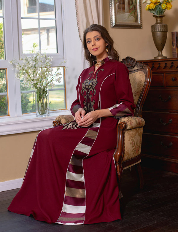 Bourgogne Robe de soirée caftan marocaine