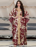 Robe Longue Marocaine Marocaine Florale Rouge